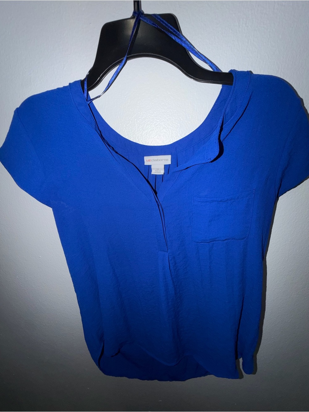 Liz Claiborne Bright Blue Short Sleeve V-Neck Blouse